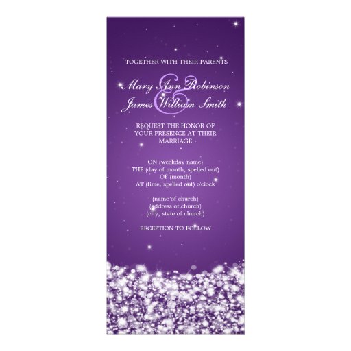 Elegant Wedding Star Sparkle Purple Invites