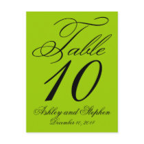 Elegant  Wedding Table Number Cards Apple Green Postcard