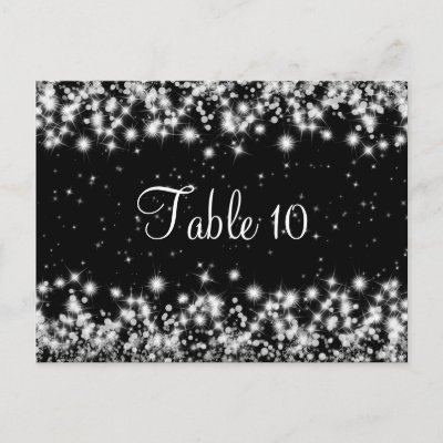 Elegant Wedding Table Number Winter Sparkle Black Post Card