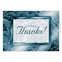 Elegant Wedding Thank You Cards Leaf Floral Teal