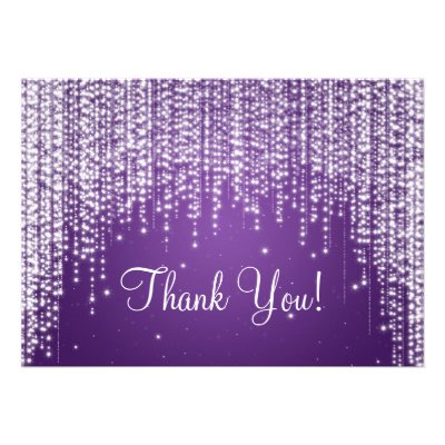 Elegant Wedding Thank You Note Night Dazzle Purple Announcements
