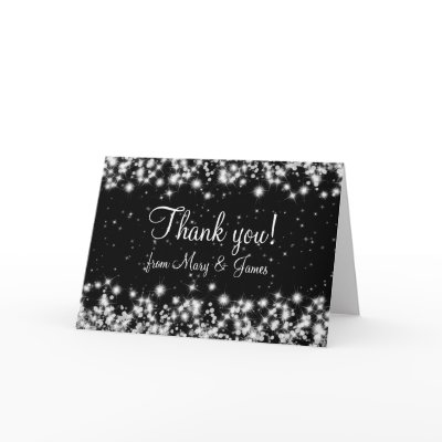 Elegant Wedding Thank You Winter Sparkle Black card