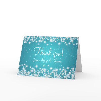 Elegant Wedding Thank You Winter Sparkle Blue Card