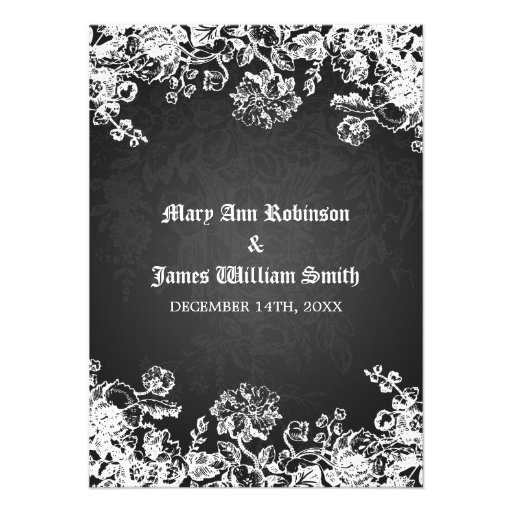 Elegant Wedding Victorian Flourish Black Personalized Invitation