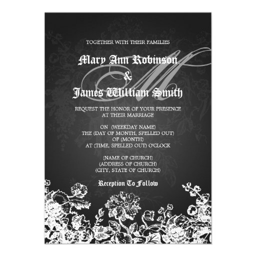 Elegant Wedding Victorian Flourish Black Personalized Invitation