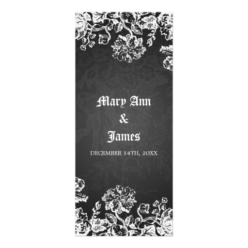 Elegant Wedding Victorian Flourish Black Invitation