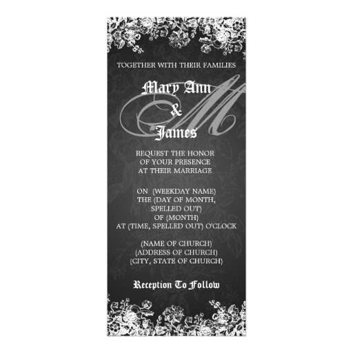 Elegant Wedding Victorian Flourish Black Invitation