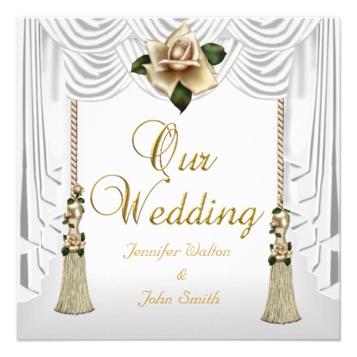 Elegant Wedding White Cream Gold Rose Set Custom Invitations