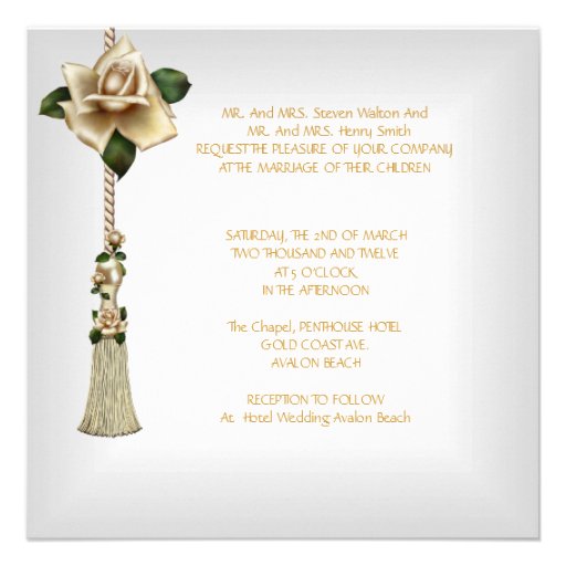 Elegant Wedding White Cream Gold Rose Set Custom Invitations