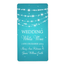 Elegant Wedding Wine Label Sparkling Chain Blue