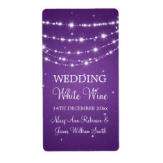 Elegant Wedding Wine Label Sparkling Chain Purple