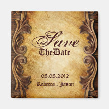 Elegant  western vintage wedding SaveTheDate Refrigerator Magnets