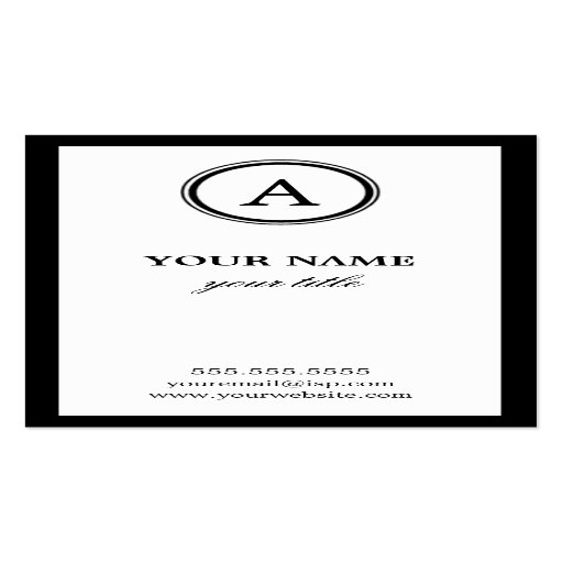 Elegant White and Black Monogram Business Cards