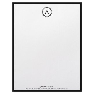Elegant White and Black Monogram Letterhead letterhead
