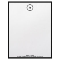 Elegant White and Black Monogram Letterhead