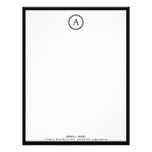 Elegant White and Black Monogram Letterhead