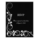 Elegant White and Black Swirls RSVP / Reply Card Personalized Invitations