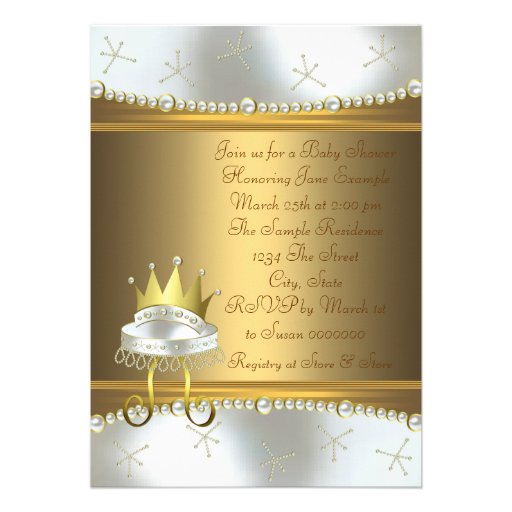 Elegant White and Gold Little Prince Baby Shower Cards