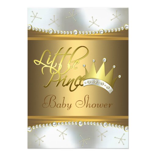 Elegant White and Gold Little Prince Baby Shower Cards