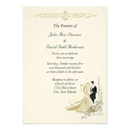 Elegant White and Gold Wedding Invitation from Zazzle