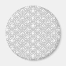 Elegant White and Gray Pattern. Damask. Magnet