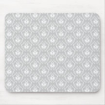 Elegant White and Gray Pattern. Damask. Mouse Pad