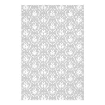 Elegant White and Gray Pattern. Damask. Personalized Stationery