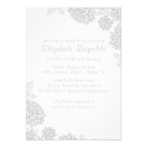 Elegant White Bridal Shower Invitations