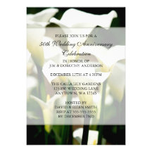 Elegant White Calla Lily 50th Wedding Anniversary Custom Invitations