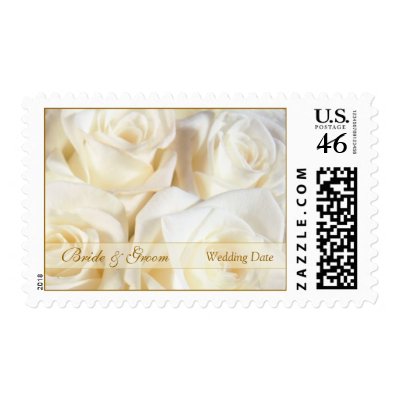 Elegant white cream roses Wedding Postage