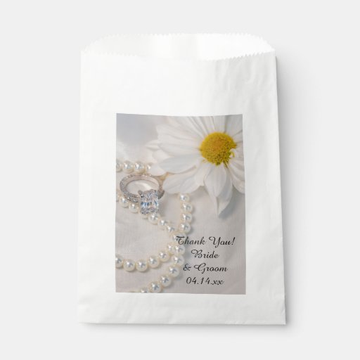 Elegant White Daisy Wedding Thank You Favor Bag Zazzle