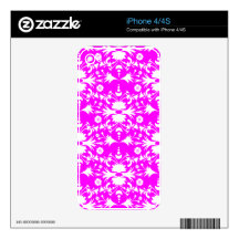 Elegant White Damask Pattern on Fuchsia Pink iPhone 4S Decal