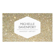 ELEGANT WHITE EMBLEM ON GOLD GLITTER BACKGROUND BUSINESS CARD TEMPLATES