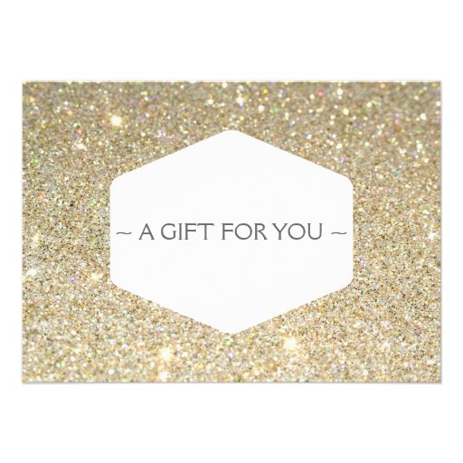 ELEGANT WHITE EMBLEM ON GOLD GLITTER Gift Card