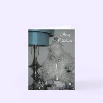 Elegant White Feather Christmas Tree cards