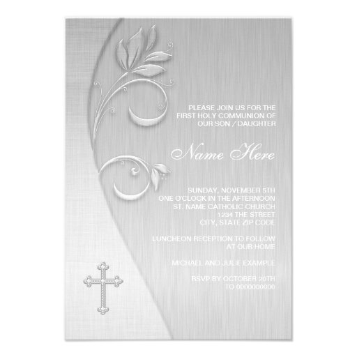 Elegant White First Communion Invitations (front side)