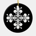 Elegant white fleur de lis damask motif ornament