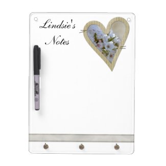 Elegant White Floral Heart Dry-erase Whiteboards