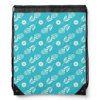 Elegant White Floral Pattern On Turquoise