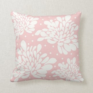 Elegant White Floral Pattern Pink Pillows