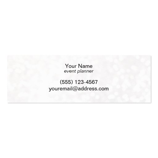 Elegant White Glitter Bokeh Black Linen Look Chic Business Card (back side)