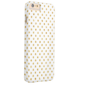 Elegant White Gold Glitter Polka Dots Pattern Barely There iPhone 6 Plus Case