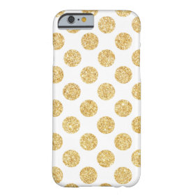 Elegant White Gold Glitter Polka Dots Pattern Barely There iPhone 6 Case