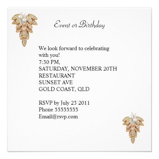 Elegant White Gold Pearl Birthday Party Personalized Invitations