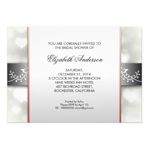 elegant white hearts bridal shower invitation