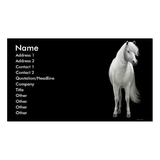 Elegant White Horse Profile Card Business Cards (front side)
