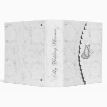 Elegant white lace Wedding Planner 3 Ring Binders