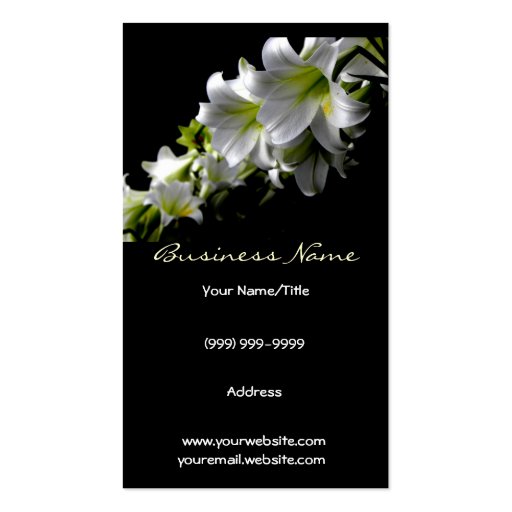 Elegant White Lilies Business/Profile Card Business Card Template (front side)