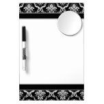Elegant White on Black Damask Dry Erase Whiteboard
