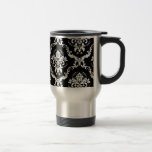 Elegant White on Black Damask Mug